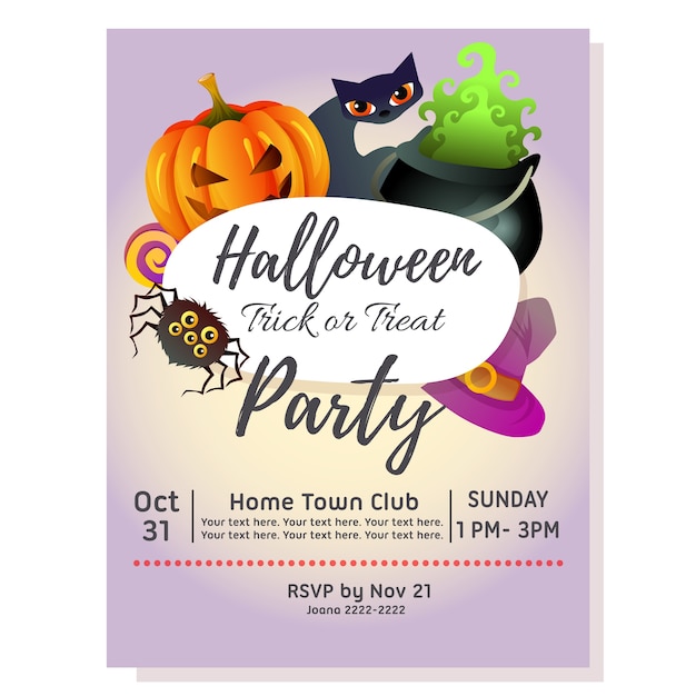 Plik wektorowy halloween party plakat z puli magii