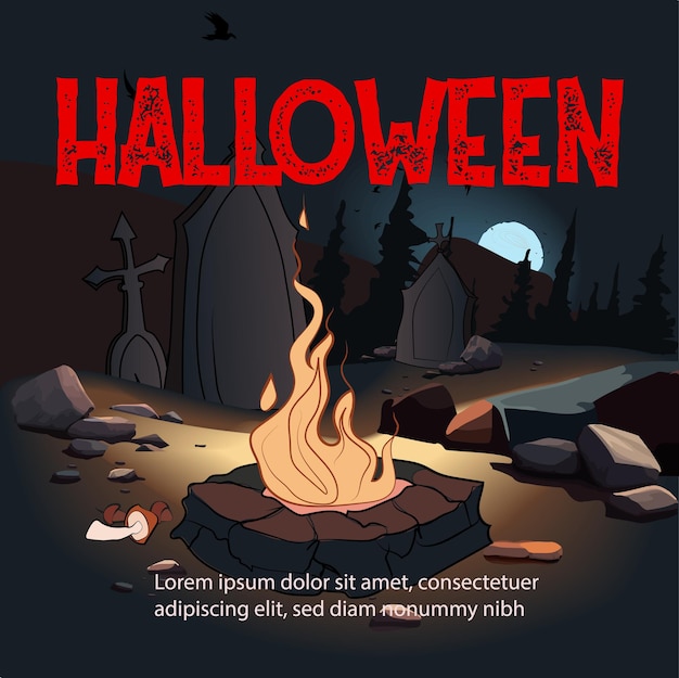 Halloween pionowe tło z nawiedzonym domem dyni i pełni księżyca Ulotka lub szablon zaproszenia