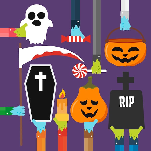 Halloween Scenografia Flatvector Ilustrator