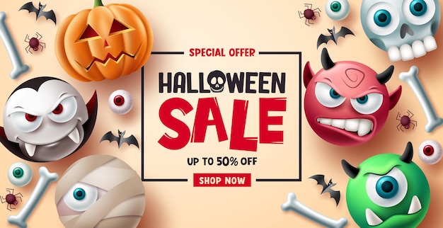 Halloween sprzedaż wektor transparent tło projekt Halloween oferta specjalna rabat tekst