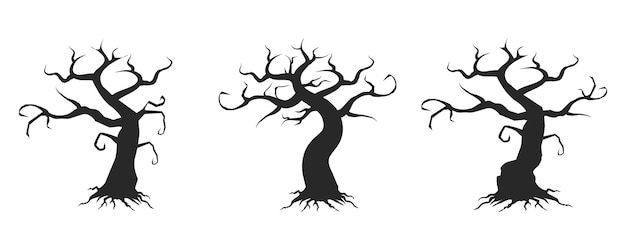 Plik wektorowy halloween straszne drzewa bez liści sylwetka wektor zestaw ilustracji