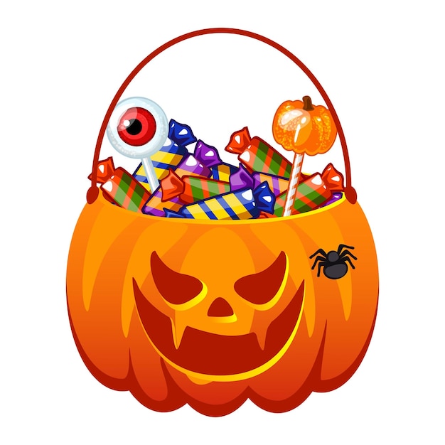 Halloween wiadro dyni z cukierkami przerażająca twarz torebka dyni z lizakami słodycze cukierki sztuczka lub cukierki koszyk