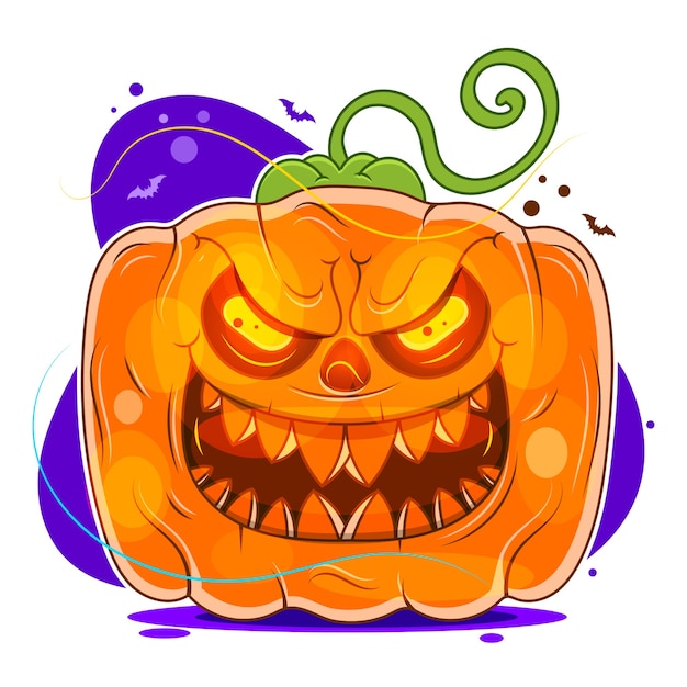 Plik wektorowy halloweenowa bania z przerażającą twarzą na białym tle