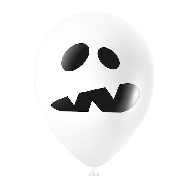 Halloweenowa biała balonowa ilustracja z przerażającą i zabawną twarzą