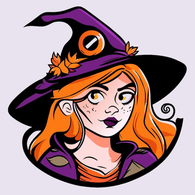 Halloweenowa czarownica dziewczyna drga strach na wróble ręcznie rysowane kreskówka naklejka ikona koncepcja izolowana ilustracja