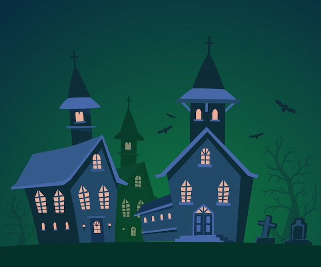 Plik wektorowy halloweenowa ilustracja nawiedzający dom