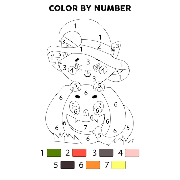 Halloweenowa kolorowanka kolorowanka według numerów - Halloweenowa kolorowanka według numerów