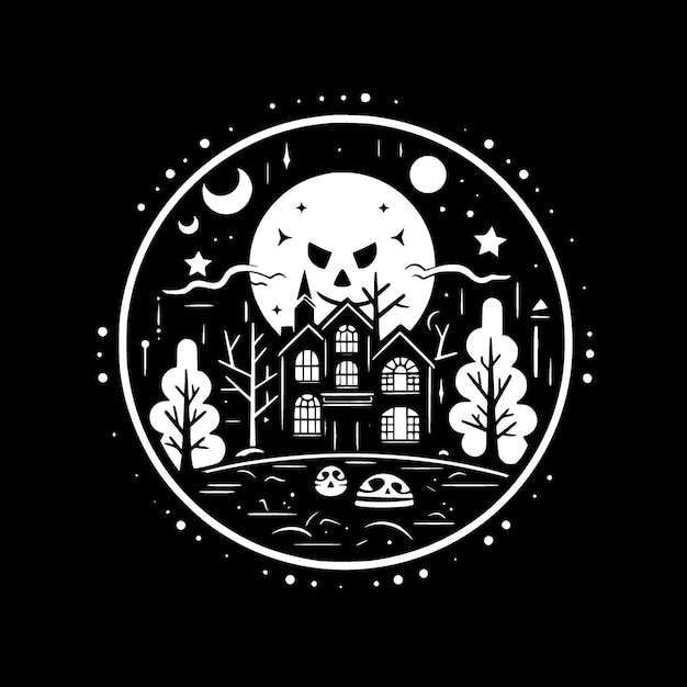 Halloweenowa Minimalistyczna I Płaska Ilustracja Wektorowa Logo