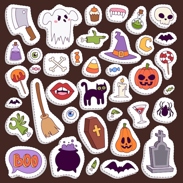 Plik wektorowy halloweenowa noc przerażające symbole ikony wektor zbiory ilustracji