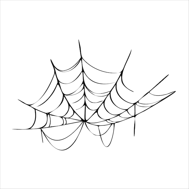 Halloweenowa pajęczyna monochromatyczna i pająki na białym tle