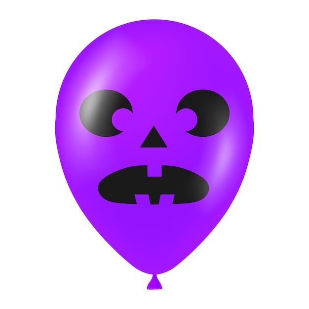 Plik wektorowy halloweenowa purpurowa balonowa ilustracja z przerażającą i zabawną twarzą