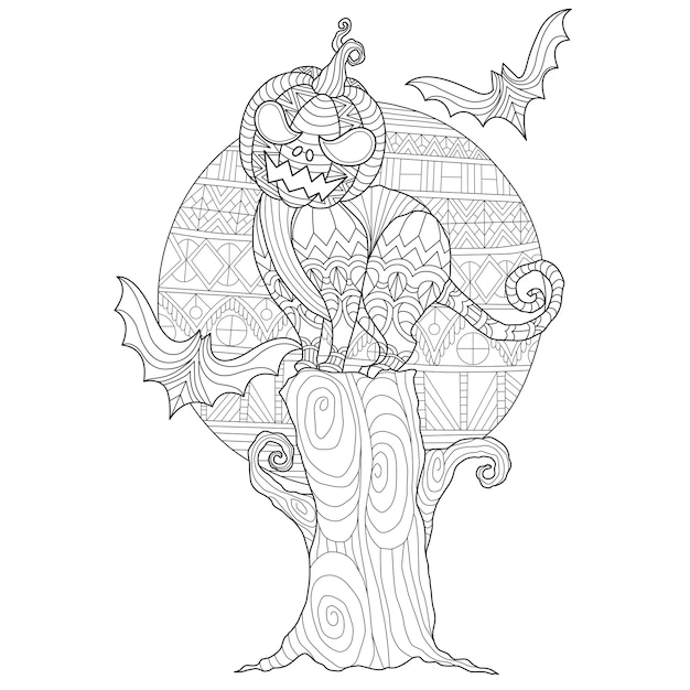 Halloweenowa ręka rysująca kot ilustracja.