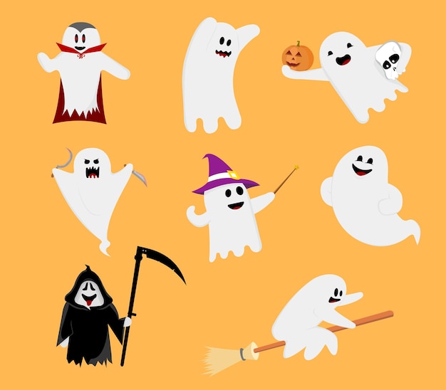 Halloweenowe Duchy Kolor Znaków Boo W Ilustracji Wektorowych