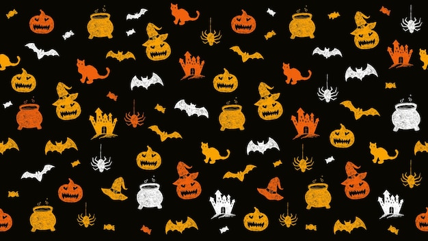 Halloweenowe Symbole Ręcznie Rysowane Ilustracje