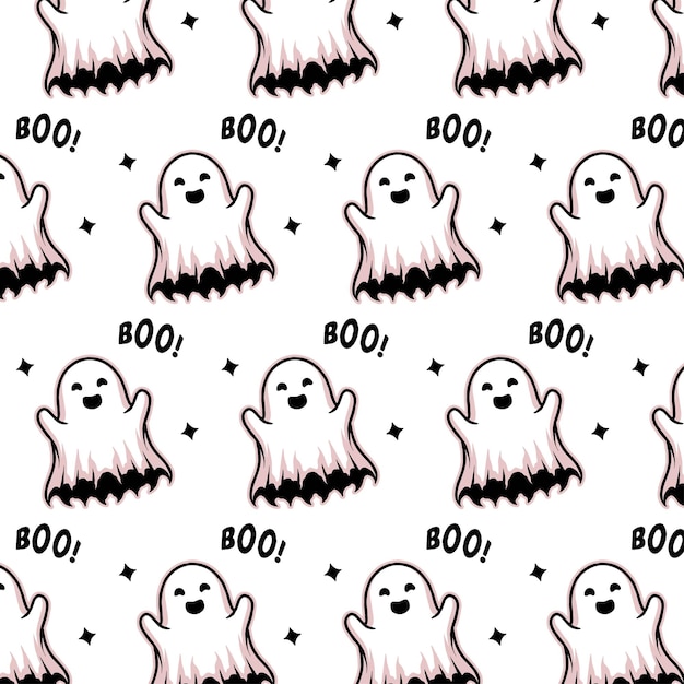 Halloweenowy Duch Boo Wzór Wektora Projektu