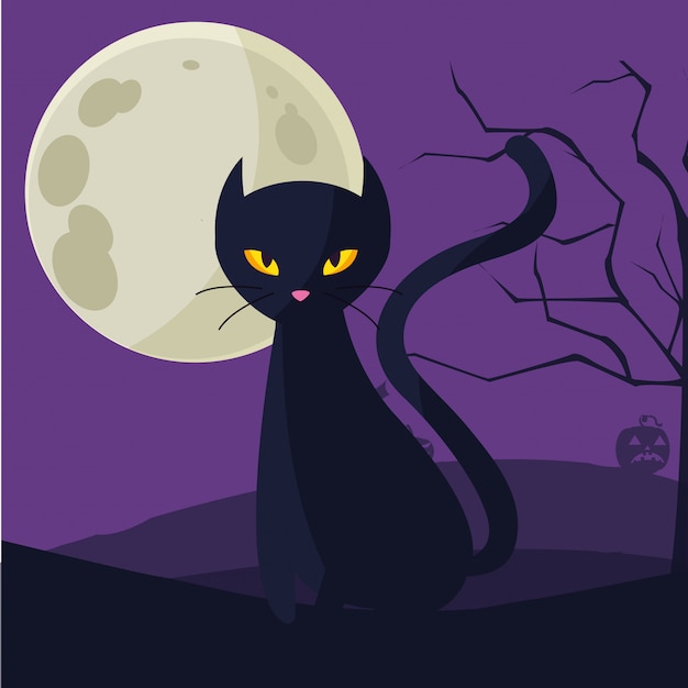 Plik wektorowy halloweenowy kot kreskówka