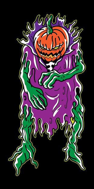 Plik wektorowy halloweenowy potwór z dyni w kolorze pop