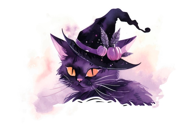 Plik wektorowy halloweenowy sztandar z dyniami i ilustracją czarnego kota