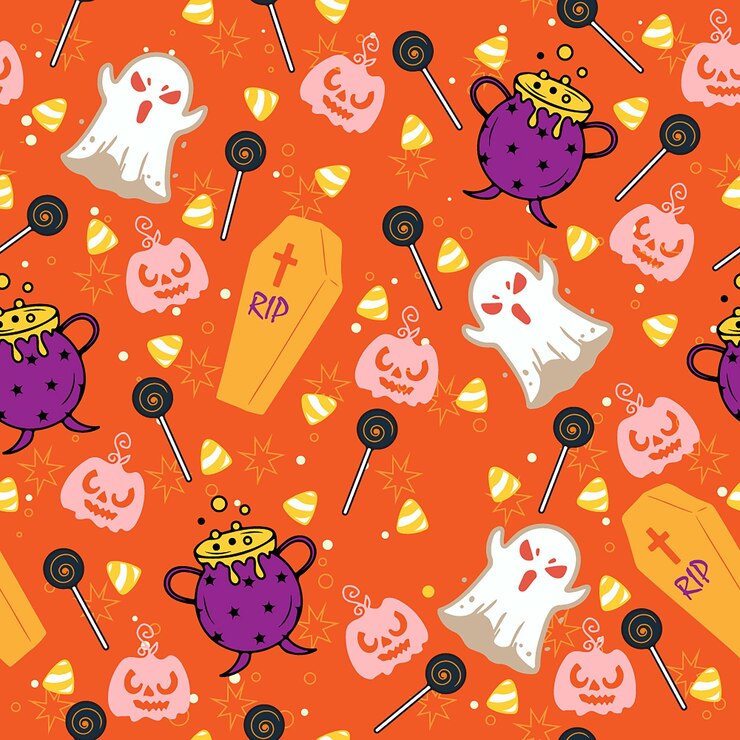 Halloweenowy Wzór Papieru Cyfrowego Premium Wektorów