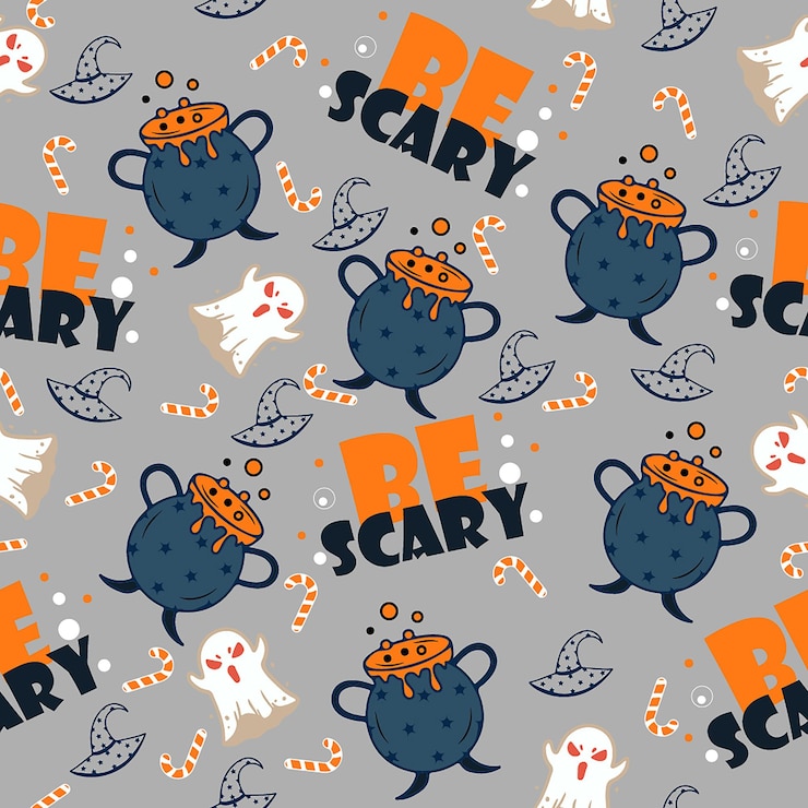 Halloweenowy Wzór Papieru Cyfrowego Premium Wektorów