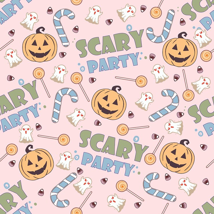 Halloweenowy Wzór Papieru Cyfrowego Premium Wektorów