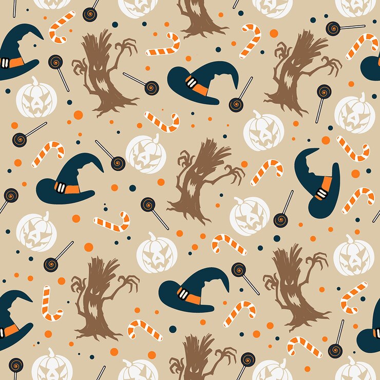Halloweenowy Wzór Papieru Cyfrowego Premium Wektorów