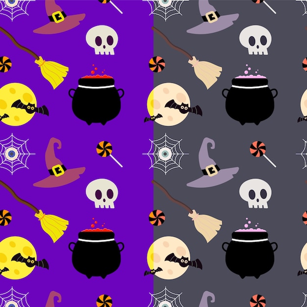 Halloweenowy wzór z księżycem i czaszką