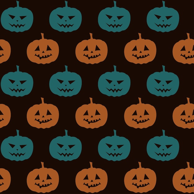 Halloweenowy Wzór Z Pomarańczowymi I Turkusowymi Dyniami, Wektor Wzór