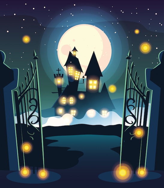 Plik wektorowy halloweenowy zamek kreskówka