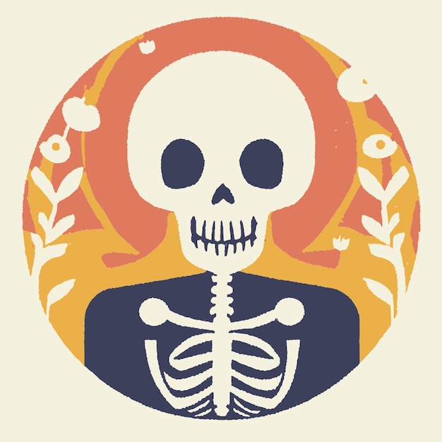 Halloweens szkielet postać ręcznie narysowana grawerowanie ilustracja wektorowa