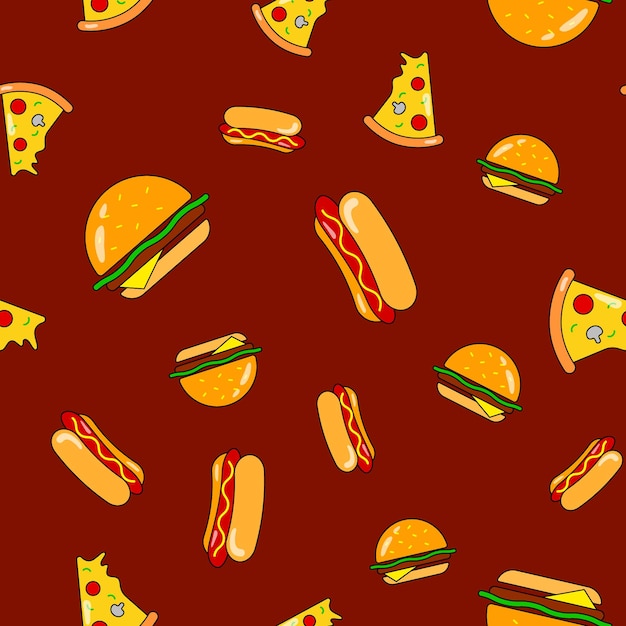 Hamburger bezszwowy wzór Burger wektorowy tło dla projektu