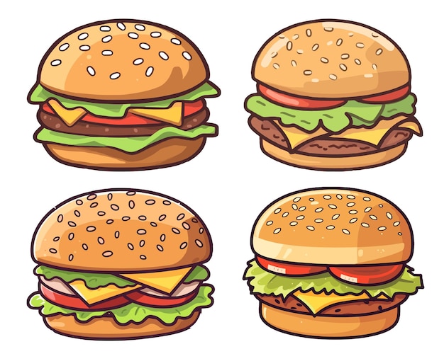 hamburger białe tło izolowana ilustracja minimalny styl wektorowy