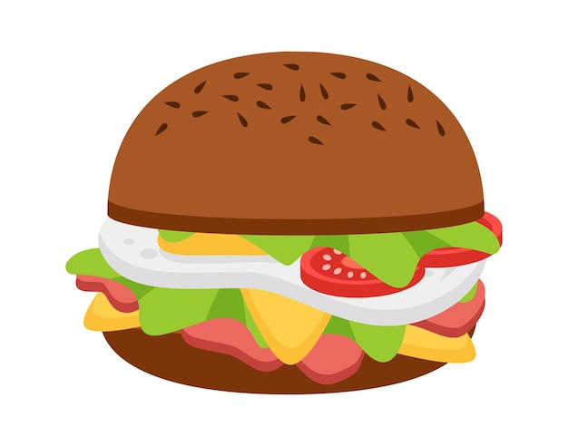 Plik wektorowy hamburger z jajecznicą ikona jedzenie ilustracja wektorowa