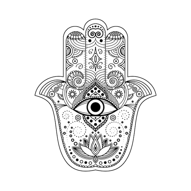 Hamsa symbol ręki na białym tle