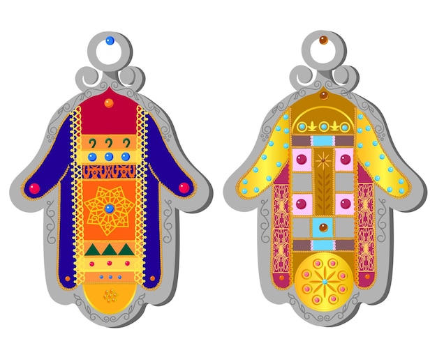 Plik wektorowy hamsa żydowskie amulety