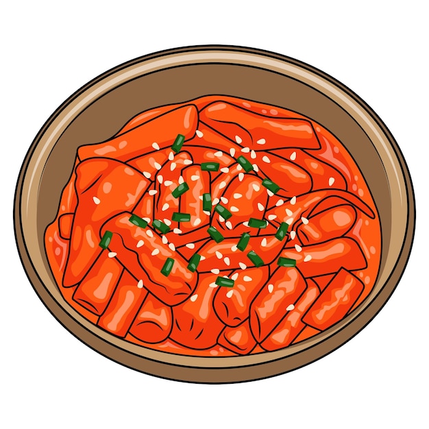 Hand Draw Food Vector Design Images Koreańskie jedzenie Tteokbokki Hand Drawing Vector Design Sketch
