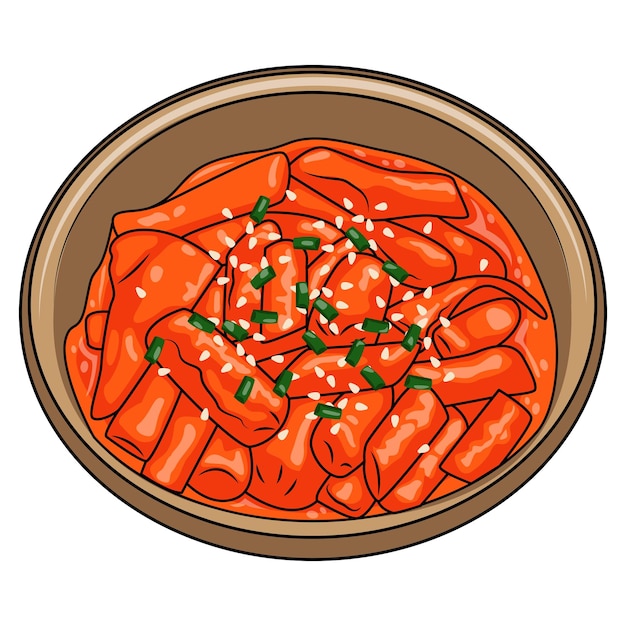 Hand Draw Food Vector Design Images Koreańskie Jedzenie Tteokbokki Hand Drawing Vector Design Sketch