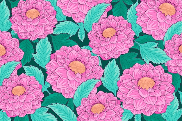 hand drawn dahlia background