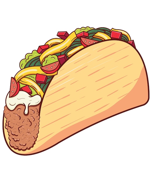 handdrawn meksykańskie Taco ilustracja wektorowa