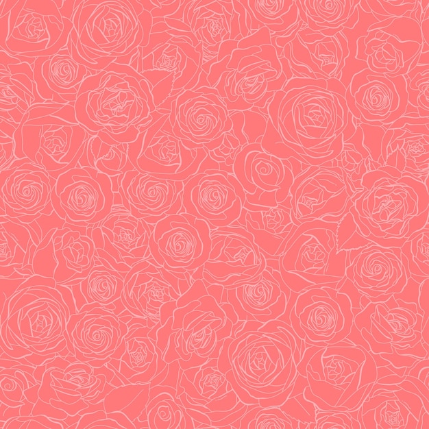 Plik wektorowy handdrawn monochromatyczny wzór z kwiatami róży