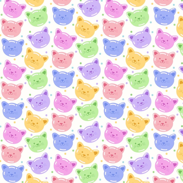 Plik wektorowy handdrawn płaski kot pastelowy kolor wzór