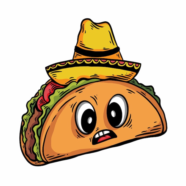 Plik wektorowy handdrawn taco z zaskoczonym wyrazem