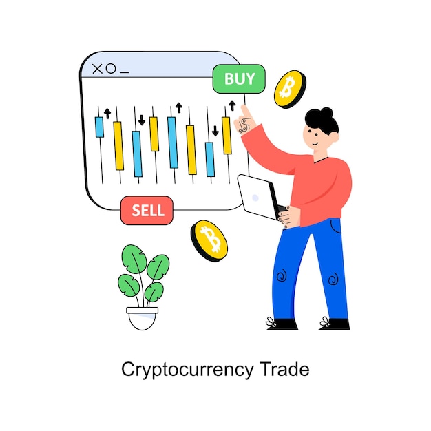 Handel kryptowalutami Flat Style Design Ilustracja wektorowa