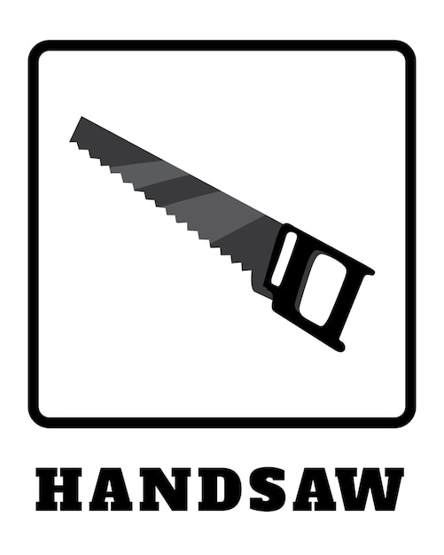 Handsaw Znak Wyizolowanych Na Bia?ym Tle Rysunek Przez Ilustracj? Budowa Tool