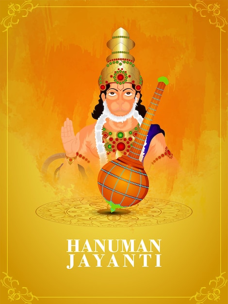 Hanuman Jayanti Kartkę Z życzeniami Z Wektorową Ilustracją Pana Hanumana