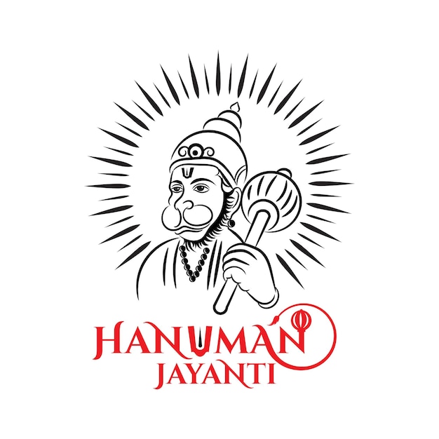 Hanuman Jayanti Powitanie Z Ilustracją Obrysu Linii Lorda Hanumana