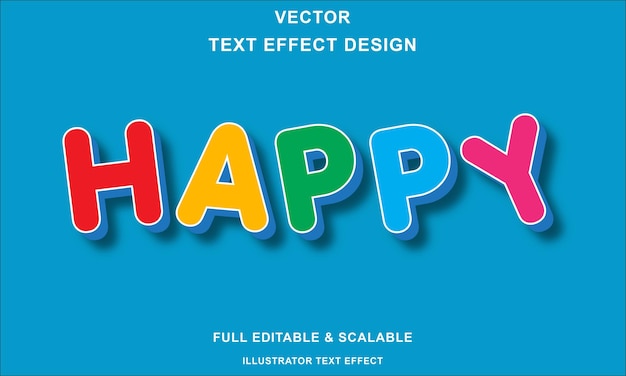 Happy 3D Editable Text Effect Vector Design