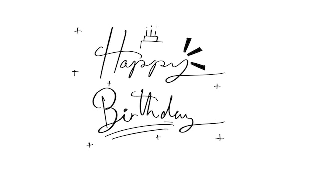 Happy birthday cake party font calligraphy script czarny tekst kolor rysunek art design zabawny cieszyć się e