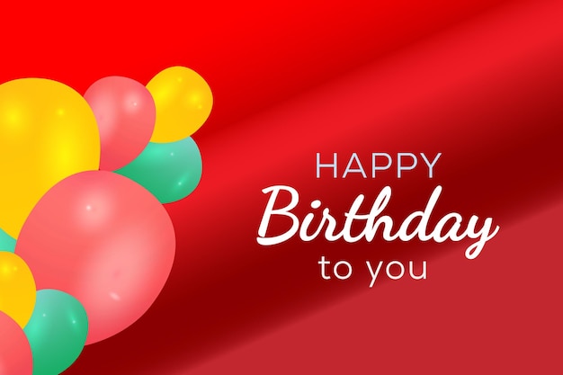 Happy Birthday Celebration pozdrowienia czerwone tło z balonami