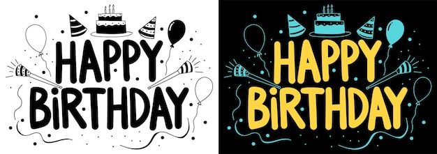 Plik wektorowy happy birthday typografia tekst ilustracji wektorowych